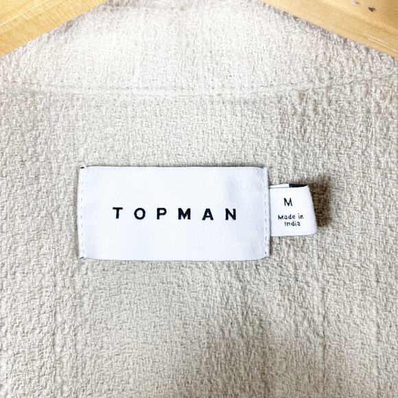 ASOS Top Man Men's Oatmeal Beige Button Down Shirt Size M 38-40 Textured Thick - Picture 3 of 8